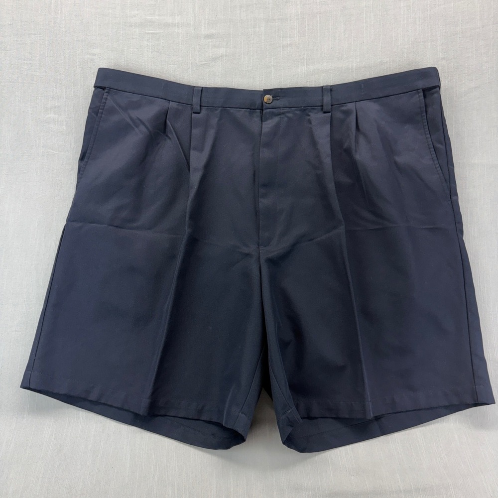 Haggar Shorts Mens 48 Pleated Navy Blue No Iron Care CT23IV
